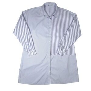 Caryn Lawn Striped Shirt Dress Womens One Size 4-12 Purple Excellent Pattern